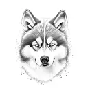 black alaskan malamute, happy beautiful male dog tattoo design idea