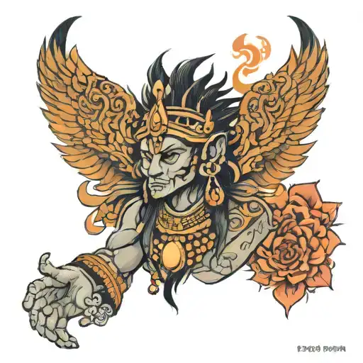 indian mythology for full frontal view tattoo design idea