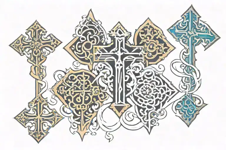 triple cross tattoo design idea