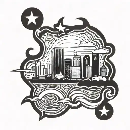 Houston skyline tattoo design idea