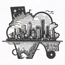 Houston skyline tattoo design idea