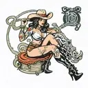 sexy nude cowgirl pinup tattoo design idea