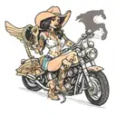 sexy nude cowgirl pinup tattoo design idea