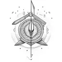 bow and arrow going through an orange slice tattoo design idea