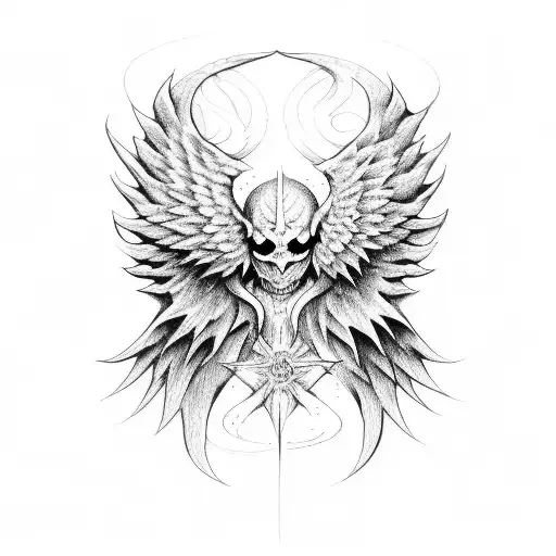 Demon and angel wings tattoo design idea