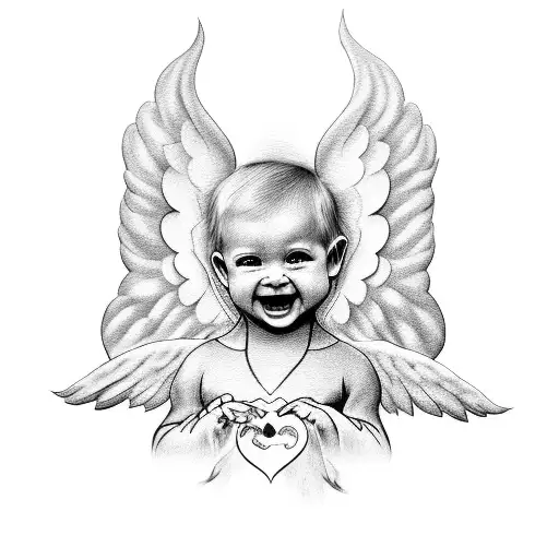 Baby Angel who always smiles and her name is Anns, who also always prays  tattoo design idea