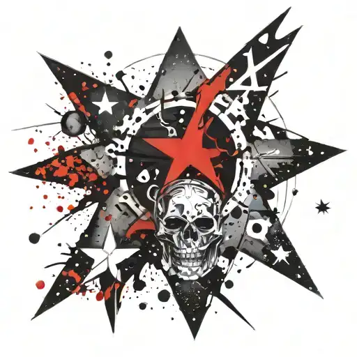 Q and stars tattoo design idea