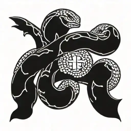 Sicilian flag with snakes wrapped tattoo design idea