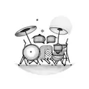 Create a dotwork tattoo of a drum set with intricate geometric patterns tattoo design idea