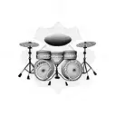 Create a dotwork tattoo of a drum set with intricate geometric patterns tattoo design idea