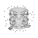 Create a dotwork tattoo of a drum set with intricate geometric patterns tattoo design idea