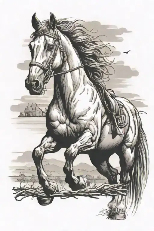 country horse end of the line tattoo design idea