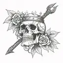 A tattoo of a skull with a crown of thorns and a halo tattoo design idea