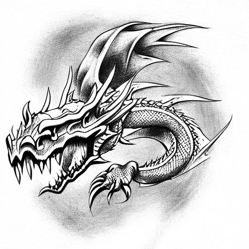 Black and Grey Dragon Tattoo Idea  BlackInk