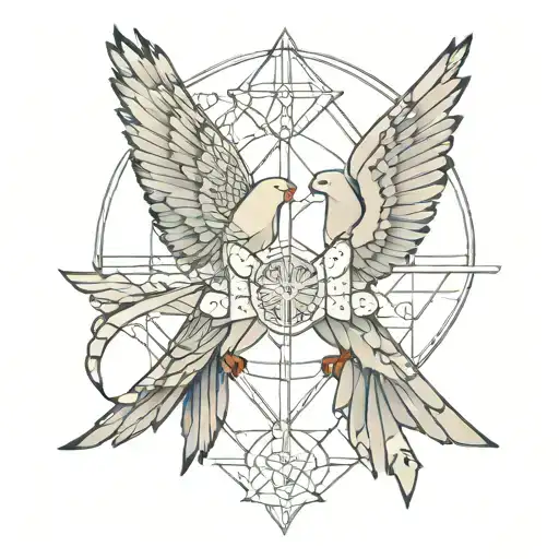 doves, gemini, geometric design incorporating tattoo design idea