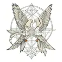 doves, gemini, geometric design incorporating tattoo design idea