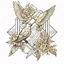 doves, gemini, geometric design incorporating tattoo design idea
