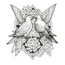 doves, gemini, geometric design incorporating tattoo design idea