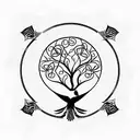 Tree of Life with hummingbird and metatron's cube tattoo design idea