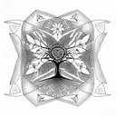 Tree of Life with hummingbird and metatron's cube tattoo design idea