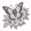 can you create a picture of a tattoo that has a azalea flower and butterflies with a saying tattoo design idea