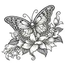 can you create a picture of a tattoo that has a azalea flower and butterflies with a saying tattoo design idea