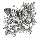 can you create a picture of a tattoo that has a azalea flower and butterflies with a saying tattoo design idea