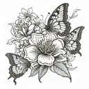 can you create a picture of a tattoo that has a azalea flower and butterflies with a saying tattoo design idea