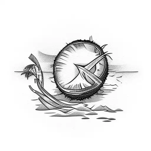 coconut tree and beach tattoo design idea