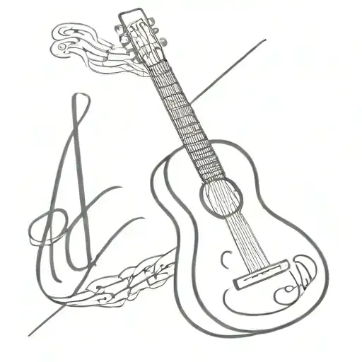 guitar with romans 8:28 tattoo design idea
