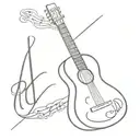 guitar with romans 8:28 tattoo design idea