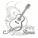 guitar with romans 8:28 tattoo design idea