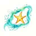 starfish floating tattoo design idea