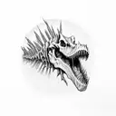 Spinosaurus skeleton emerging from a cracked Earth tattoo design idea