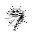 Spinosaurus skeleton emerging from a cracked Earth tattoo design idea