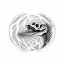 Spinosaurus skeleton emerging from a cracked Earth tattoo design idea