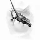 Spinosaurus swimming in a prehistoric ocean tattoo design idea