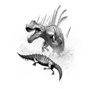 Spinosaurus swimming in a prehistoric ocean tattoo design idea