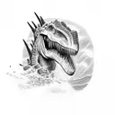 Spinosaurus swimming in a prehistoric ocean tattoo design idea