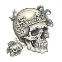 morior invictus text with skulls smoking  tattoo design idea