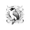 crow and dove  tattoo design idea