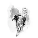 crow and dove  tattoo design idea