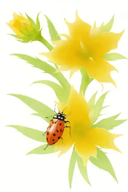 ladybug and edelweiss flower tattoo design idea