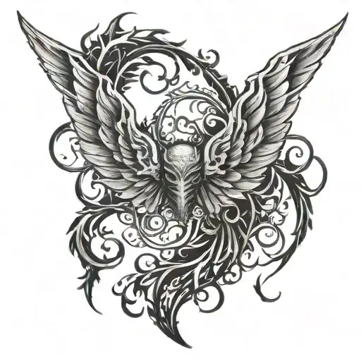 Demonic wings with webbing background tattoo design idea