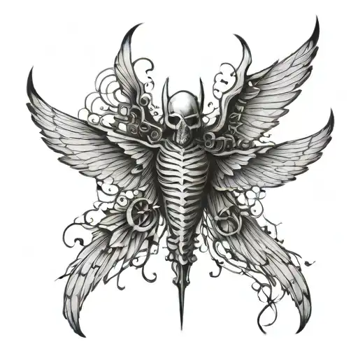 Demonic wings with webbing background black tattoo design idea
