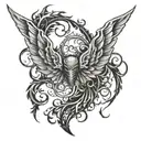 Demonic wings with webbing background tattoo design idea