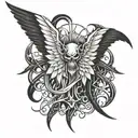 Demonic wings with webbing background tattoo design idea
