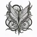 Demonic wings with webbing background tattoo design idea