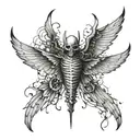 Demonic wings with webbing background black tattoo design idea