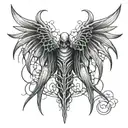 Demonic wings with webbing background black tattoo design idea